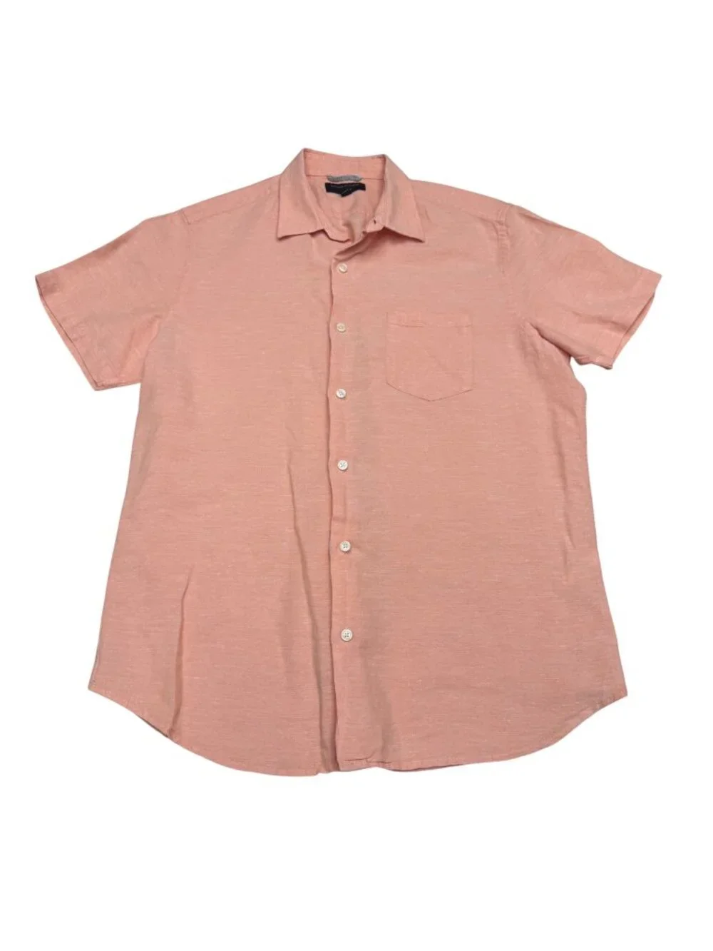 Banana Republic Men's Linen Slim Fit SS Shirt Peach Button-Down Lightweight Sz L